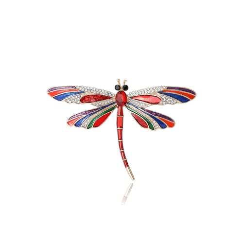 Image of Dragonfly Brooch and Pins for Women Enamel /Rhinestone Crystal Dragonfly Animals Brooches Jewelry for Mom Wife Elegant Dress Accessories Birthday Gifts