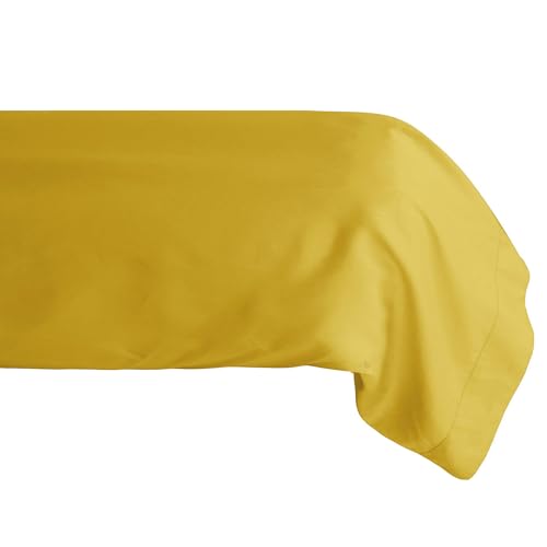 Taie de traversin 43x190 cm Percale de Coton MANOIR Jaune Moutarde