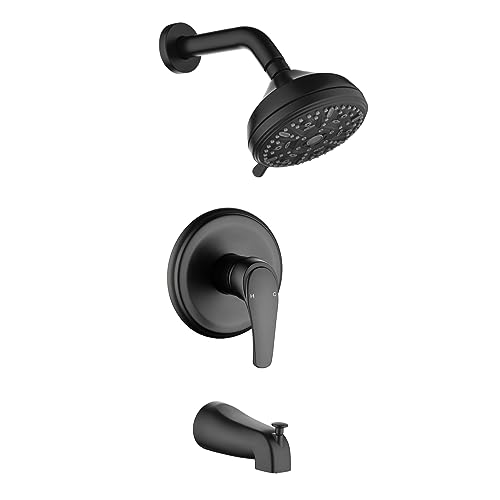 Tub Shower Faucet Set with Shower Head, Spout & Trim (Matte Black)