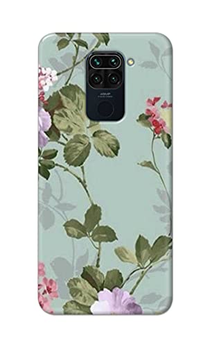 Image of Printed Hard Back Cover Case for Mi Redmi Note 9 Back Cover (Floral Painting) -1302