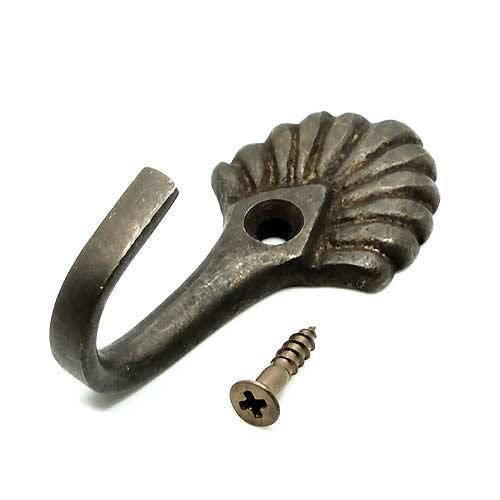 真鍮 壁掛けフック　シェルモチーフ 貝殻 : 真鍮 フック シェル（デザインB）貝殻 アンティーク