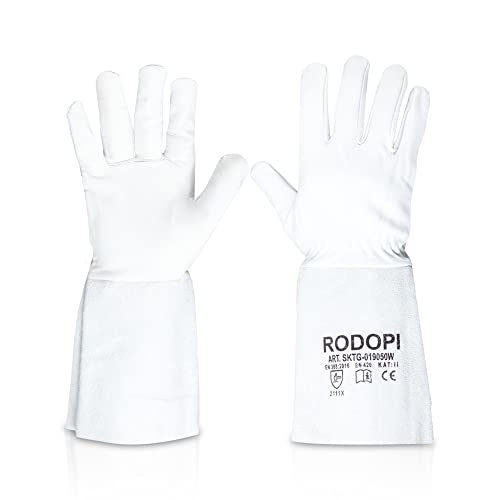 RODOPI Schweißerhandschuhe FIREWELD-Comfort 1-10 paar Arbeitshandschuhe EN 388:2016 Gr. 9-10 Rindvollleder EN 407 Schweißhandschuhe 33 cm für Damen und Herren (1, 9) Cover