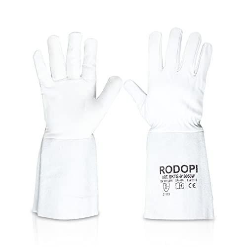 RODOPI Fireweld-Comfort Lot de 1 à 10 paires de gants de soudeur EN 388:2016 Taille 8-11 en cuir de vachette plein EN 407 33 cm pour homme et femme (1, 10)