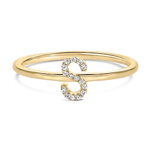 10K Yellow Gold Diamond Accent Initial "S" Ring - Size 8