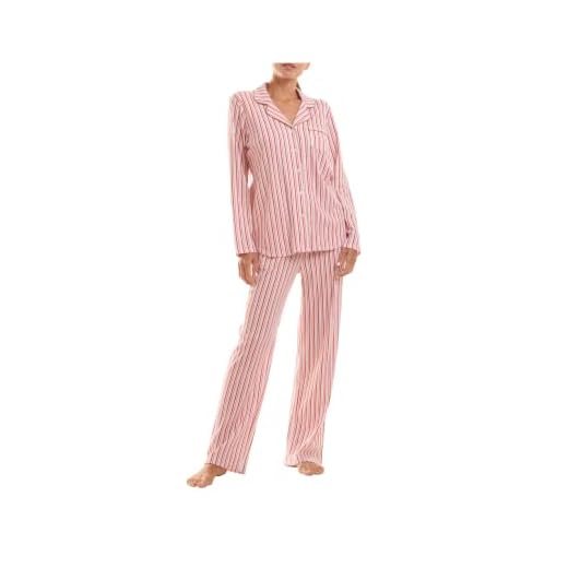 Karen Neuburger Women's Notch Collar Pj Set, Candy Stripe, L