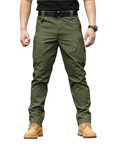 THWEI Mens Tactical Cargo Pants Water Resistant Hiking Outdoor Work Pants Multi Pockets with No Belt3