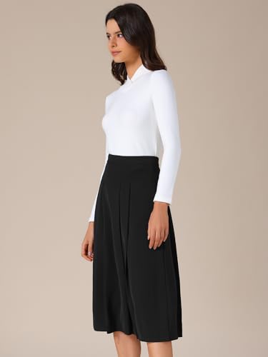 Allegra K Women's High Waist Fall 2025 Work Office A-Line Pleated Midi Skirt3