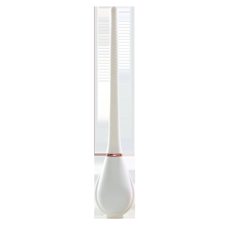 Image of No-Punch Wall Mount Silicone Long Handle Toilet Brush with Organizer, Free Stainless Steel Hook (White)