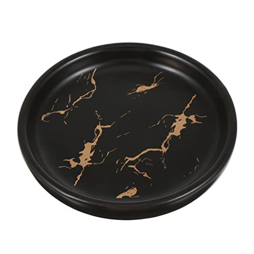 ULTECHNOVO Jabonera de mármol portaesponjas Sponge Holder Decorativo Largo para montado Plato Bandeja Grande Organizador Joyas jabonera de cerámica Bandeja de jabón contenedor de jabón Black