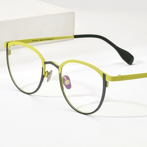 Image of FONEX Colorful Pure Titanium Glasses Frame Women Retro Round Eyeglasses F85782