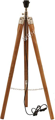 Nautical Replica Hub Wood Tripod Floor Lamp Vintage Indoor Standing Light for Living Room and Bedroom (Without Shade) - Image 2