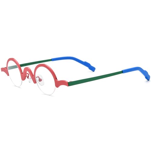 Image of FONEX Colorful Pure Titanium Glasses Frame Women Retro Round Eyeglasses