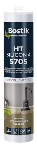 BOSTIK S705 HT Silikon A Schwarz – Hochtemperatursilicon, Für Anschluss- und Dehnungsfugen im Innen- und Aussenbereich, Starke Klebkraft und Hitzebeständigkeit, 300ml