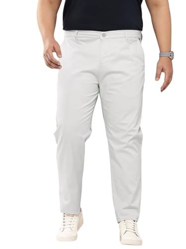 Image of Thomas Scott Men's Smart Plus Size Regular Fit Solid 100% Cotton Chinos Trouser with 4 Pockets | Woven Casual Pants