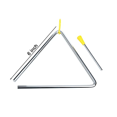 image for TDOCK 10 Pcs Musical Triangle Instrument, 6 Inch Steel Music Percussio