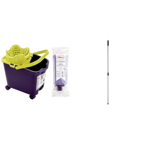 Mery | Set Cubo y Fregona Microfibra Super Absorbente | Cubo Escurridor Automático y Ruedas 360º & | Set Cubo y Fregona Microfibra Super Absorbente | Cubo Escurridor Automático y Ruedas 360º