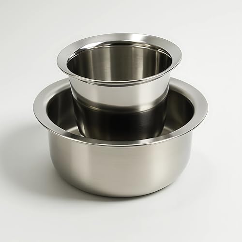 Image of South Indian Coffee Dabara Set Stainless Steel | Pack of 4 | 100 ml Tumbler and 200 ml Bowl | Traditional Kumbakonam Filter Coffee Drinkware Set with Mirror Polish Finish
