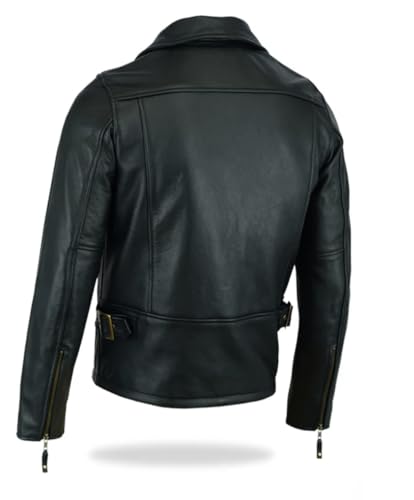 Men's Premium Motorcycle Cowhide Leather Jacket - Heavy Duty Biker Club Style Jacket3