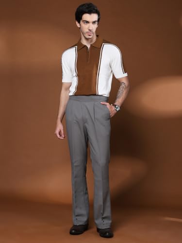 Image of Gurkha Pants for Men | Trouser for Men | Formal Pant | Classic Button | Bell Button High Waist Pleated Casual Trousers | Flared Leg Pants for Office Smart Casual Travel Party