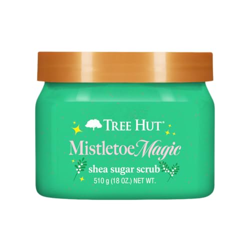 Image of Tree Hut Mistletoe Magic Shea Sugar Scrub, Exfoliating, Hydrating & Moisturizing Body Scrub with Shea Butter & Nourishing Essential Oils, Smooth & Soften Skin, Limited Edition Holiday, 18 oz
