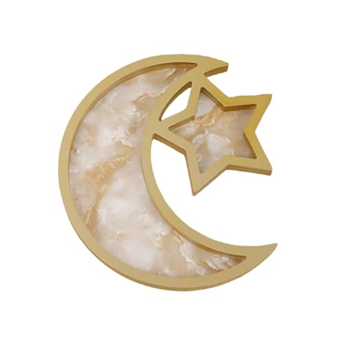 Bandeja de decoración de madera Eid Bandeja de servir Luna Estrella Bandeja Plato Eid Bandeja de Servir Postre Bandeja de Frutas Vajilla Platos de Postre Almacenamiento Contenedor Displ Vfj858 (C,