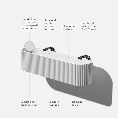 Image of Veradek Demi Series Railing Planter - Round Window Box with Bracket