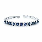Blue Sapphire 10.20Cttw And Diamond 1.20Cttw Bangle Bracelet 18K White Gold