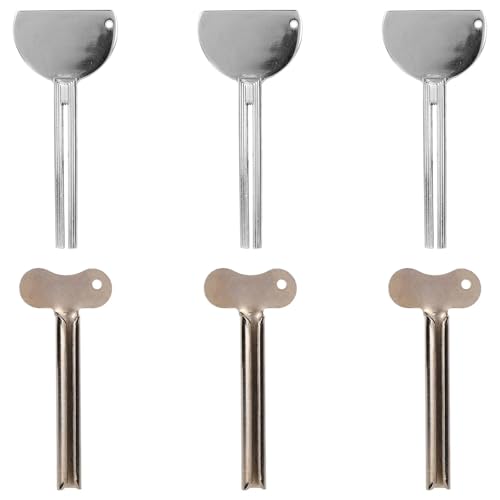6pcs Toothpaste Squeezer, Metal Tube Squeezer Key Toothpaste Dispenser Roller Tube Roller Pump Refillable Tool for Paint Cream Cosmetic Hair Dye