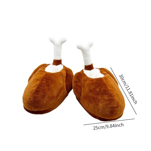 Thanksgiving Turkey Legs Plush Slippers Unique Pull on Slippers for Party Favors Brown2