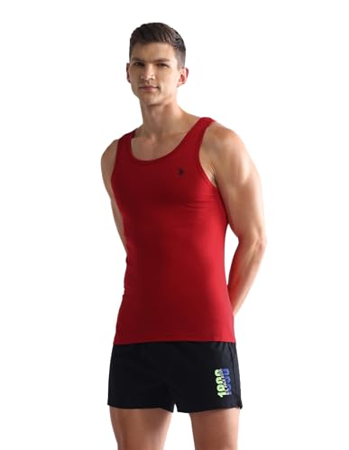Image of U.S. Polo ASSN. Mens OEV03 Solid Cotton Vest - Pack of 2