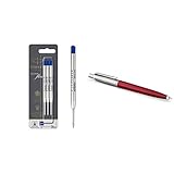 Parker Kugelschreiberminen| mittlere Schreibspitze | blaue QUINKflow Tinte | 3 Ersatzminen für Kugelschreiber & 2096857 Jotter Originals Kugelschreiber | Klassisches Rot | Mittlere Spitze | Blau Tinte