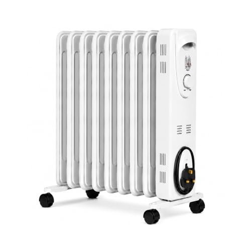 Image of MYLEK Oil Filled Heater Radiators 2000W, Electric Portable White Heaters, Adjustable Thermostat, 3 Heat Settings, Energy Efficient, Safety Tip Over Protection (2KW White)