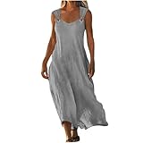 Women Summer Casual Dress Sleeveless Flowy Loose Fit Beach Vacation Sundress Solid Color Maxi Dress Fashion Outfits S-2XL