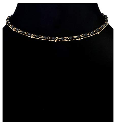 Ofeiyaa 12Pcs Chain Gold Bead Necklace Coin Moon Star Pearl Pendant Chain Choker Multilayer Necklace Leather Cord Set For Women Men Gold Adjustable #TOP2