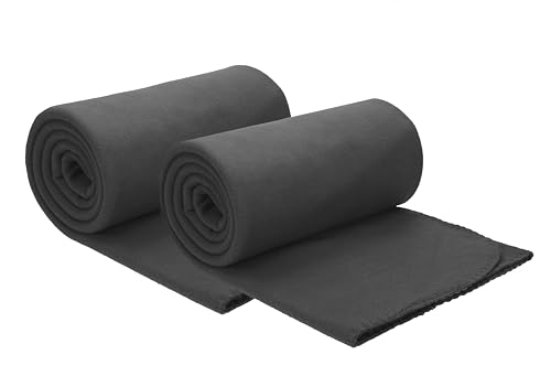 Betz Fleecedecke 2 Stück 130x170 cm 180g/m² – Weiche Wohndecke und Kuscheldecke – Flauschige Sofadecke als Tagesdecke – Leicht, wärmend und leicht zu pflegen – Farbe anthrazit