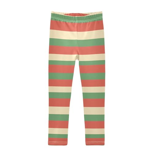 ALAZA Girls' Leggings Children's Yoga Pants Skinny Printed Dance Christmas Red Green Stripe Comfortable 4T