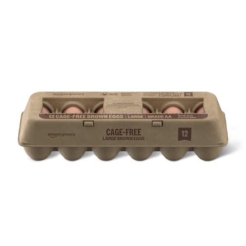 Amazon Grocery, Cage Free Large Brown Eggs, Grade AA, 1 Dozen