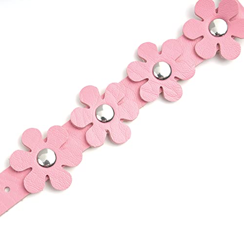 MILAKOO Punk Gothic Blummen Choker mit herzformiger Ring Damen Punk Rock Halsband pink PU Lederhalsband