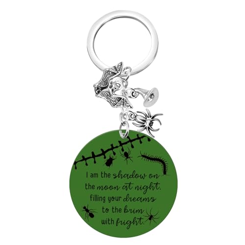 FEELMEM Llavero acrílico con texto en inglés 'I Am The Shadow On The Moon' de Halloween, película nocturna, Navidad, suspenso, terror, Beige, 1