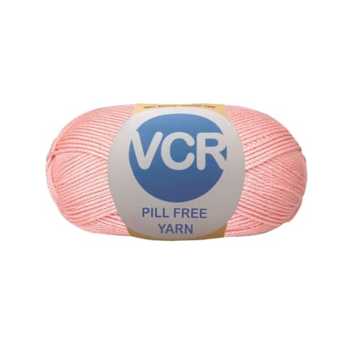Image of VCR Peach Pink Yarn, Pill-Free Soft Knitting Yarn, 100 Grams Hank, 263 Meters Length, Low-Pill Acrylic Yarn, Soft Crosia Threads, Pack of 1, Suitable for Beanies, Caps and Gloves