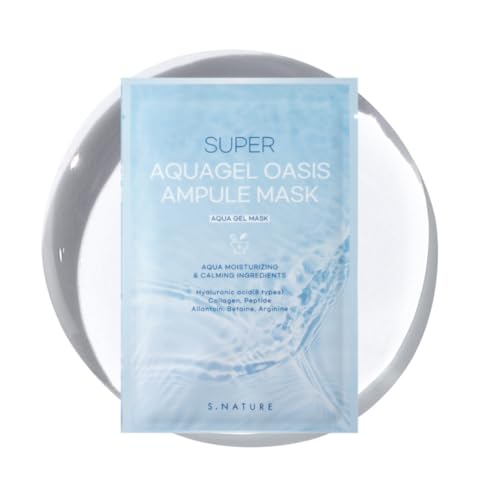 【S.NATURE/エスネイチャー】SUPER AQUAGEL OASIS AMPULE MASKスーパーアクアゲル オアシスアンプルマスクパック30ml 5枚 しっとり鎮静マスクパック/ヴィーガン認証/高密着アクアゲルシート/8種類のヒアルロン酸/うるお