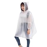 [DZTSMART] レインポンチョ 袖付き EVA素材 ポンチョ メンズ レディース 学生 高校生 自転車用レインコート リュック対応 通勤通学 防災グッズ 大人用 フリーサイズ 防水防風 雨具 梅雨対策 軽量 男女兼用 (1, ホワイト)
