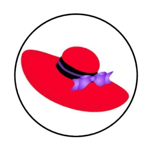 48 pcs RED HAT Purple Dress​​​​​​​​​​​​ Stickers Envelope Seals Labels Round Tags, Stamps Sticker for Gift Cards, Envelopes, Boxes for Holiday,