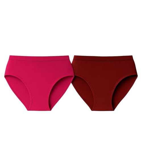 Image of Women's Soft Cotton Mid-Rise Bikini Briefs | Pack of 2 | Seamless Feel | Stretchable & Breathable Everyday Underwear | Comfortable Fit