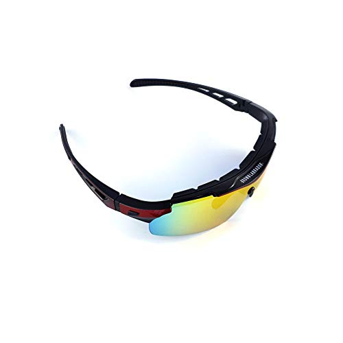Brown Labrador Gafas Ciclismo polarizadas + REVO, 5 Lentes Intercambiables UV 400. Gafas Deportivas, Running Trail Running, BTT, Triatlon, Hombre y Mujer (Rojo)