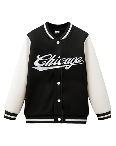 PureChapter Boys Baseball Jacket Kids Varsity Jacket Classic Embroidered Cardigan Sweatshirt Winter Coat Bomber Jacket