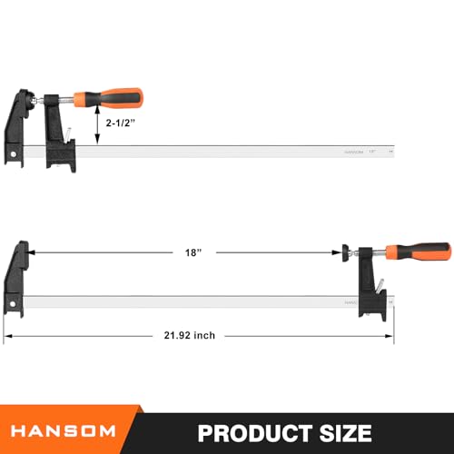Hansom 4-Pack 18 Inch Bar Clamps,Long Wood Clamps Heavy Duty Clamps Force 600 Lbs Adjustable And Release Quickly,Woodworking Clamps Throat Depth 2.5 Inch With Plastic Handle thumb #1