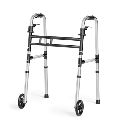 Loyoda Folding Walkers for Seniors Adjustable Aluminum Front Wheel Walker