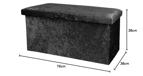 Black Crushed Velvet Folding Ottoman