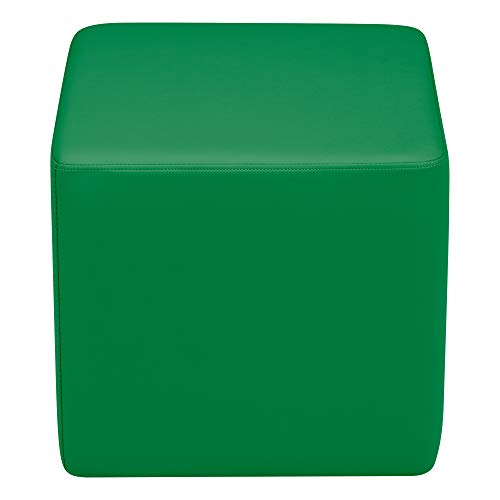 Image of Sprogs 18 inch H Structured Cube Stool -Flexible Modular Collaborative Soft Seating for Office, Home, Lounge and School Classrooms with Durable Frame & Set of 2 inch Casters Add-on -Green